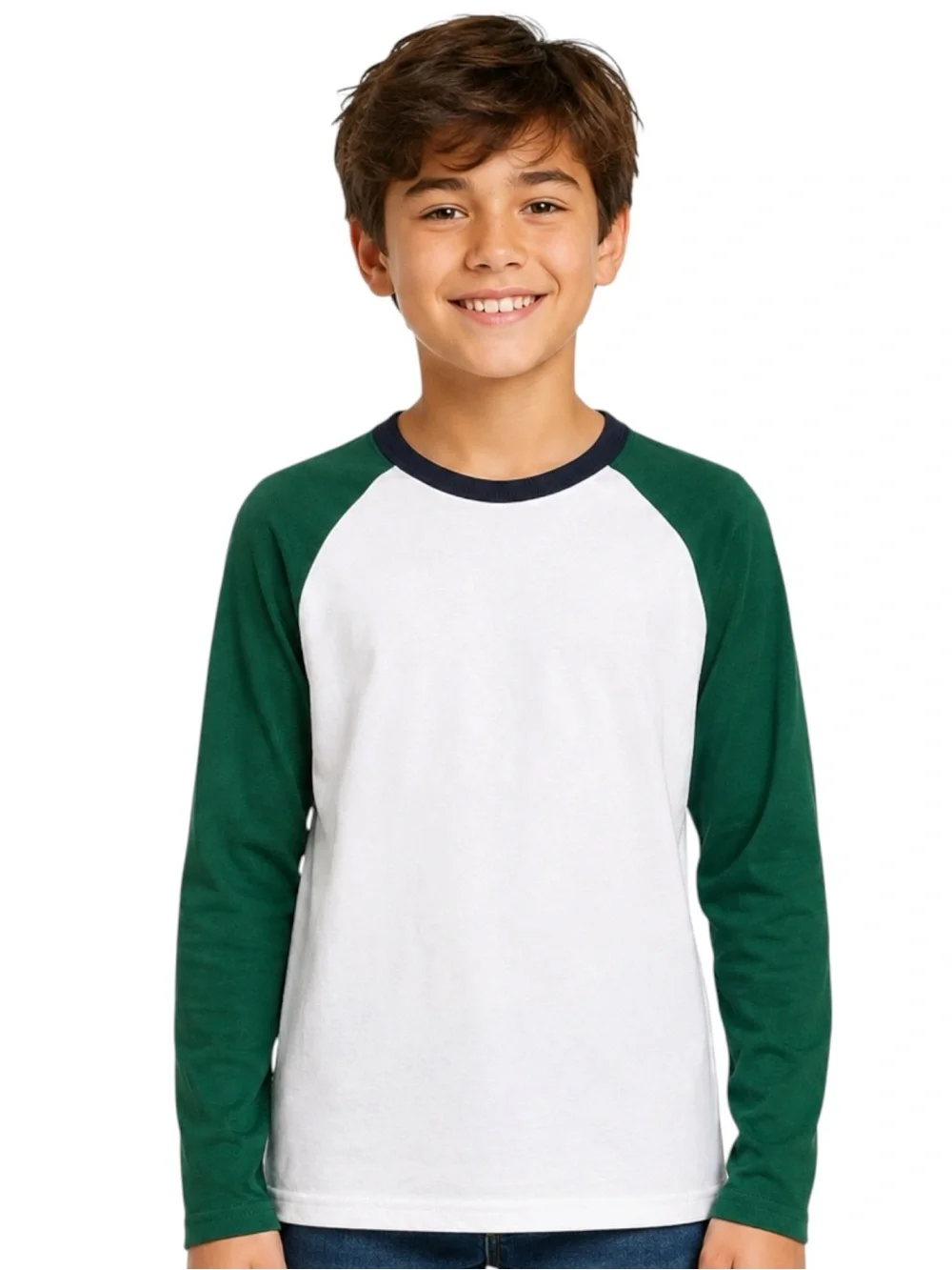 The Children’s Place Boys Raglan Long Sleeve Tee Green White Size Large